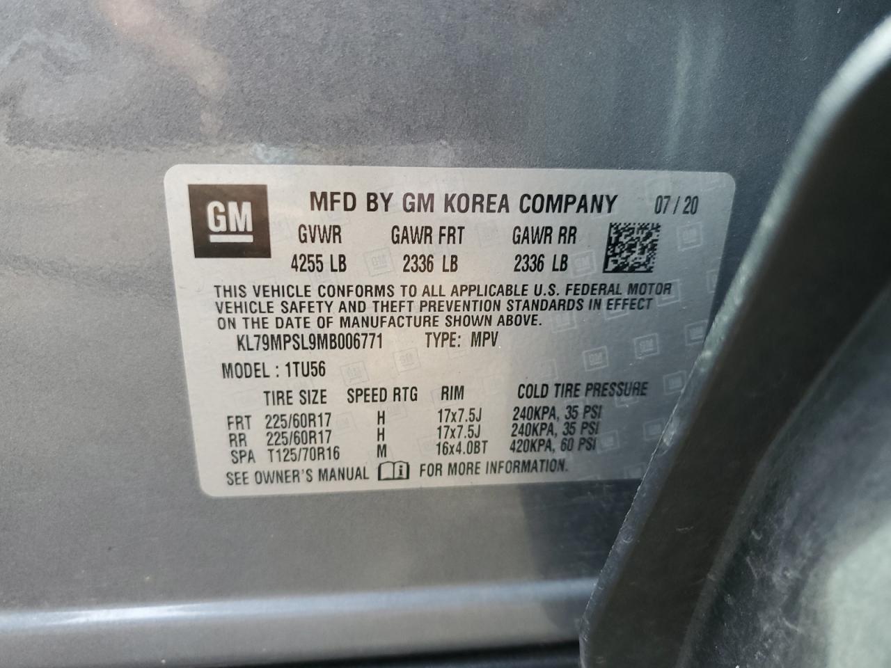 2021 Chevrolet Trailblazer Lt VIN: KL79MPSL9MB006771 Lot: 80117235