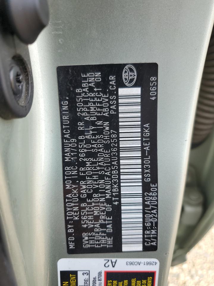 2010 Toyota Avalon Xl VIN: 4T1BK3DB5AU362587 Lot: 70689825