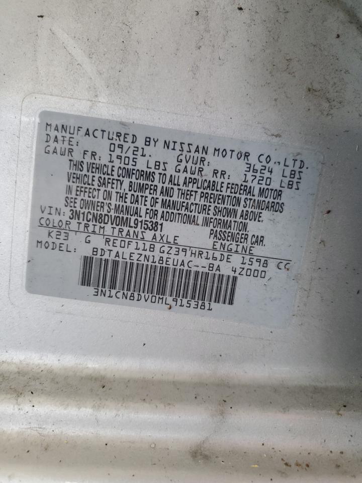 2021 Nissan Versa S VIN: 3N1CN8DV0ML915381 Lot: 81511205