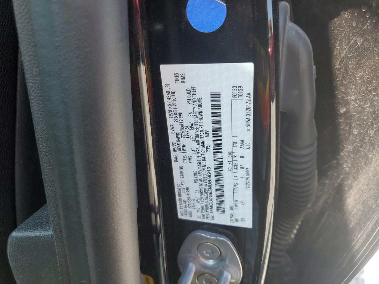 2022 Ford Escape Se VIN: 1FMCU0G65NUB59913 Lot: 71722455