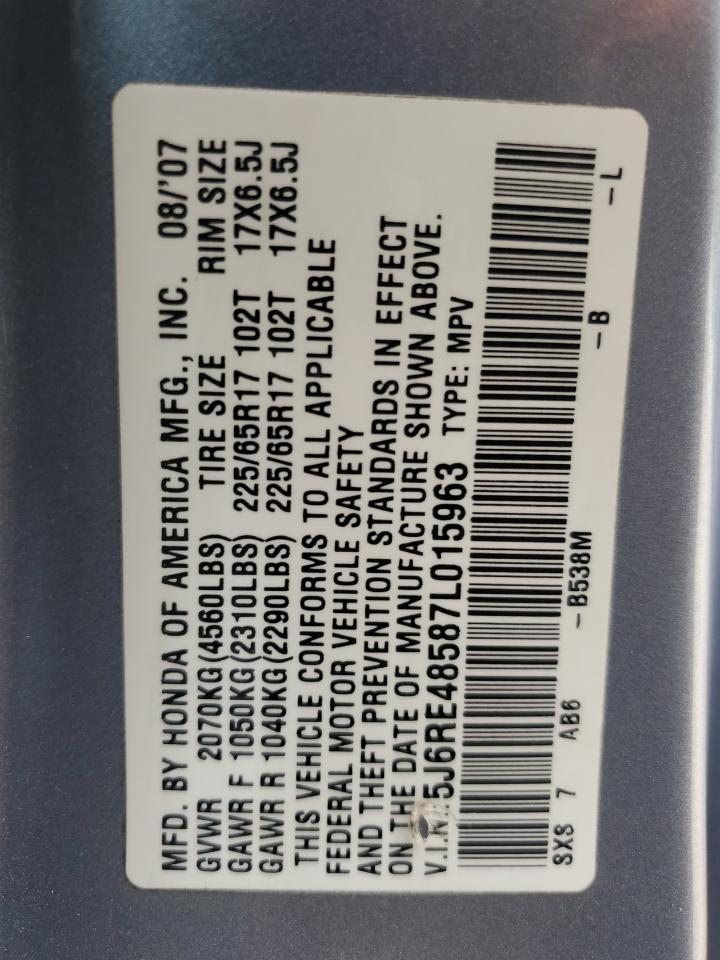 2007 Honda Cr-V Ex VIN: 5J6RE48587L015963 Lot: 80786775