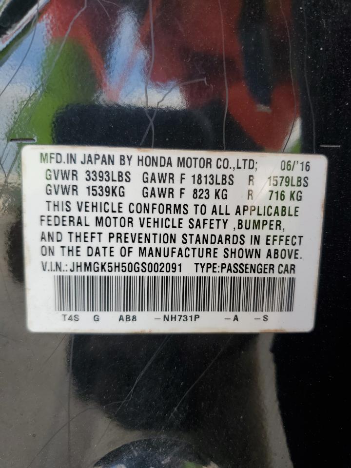 2016 Honda Fit Lx VIN: JHMGK5H50GS002091 Lot: 81384295