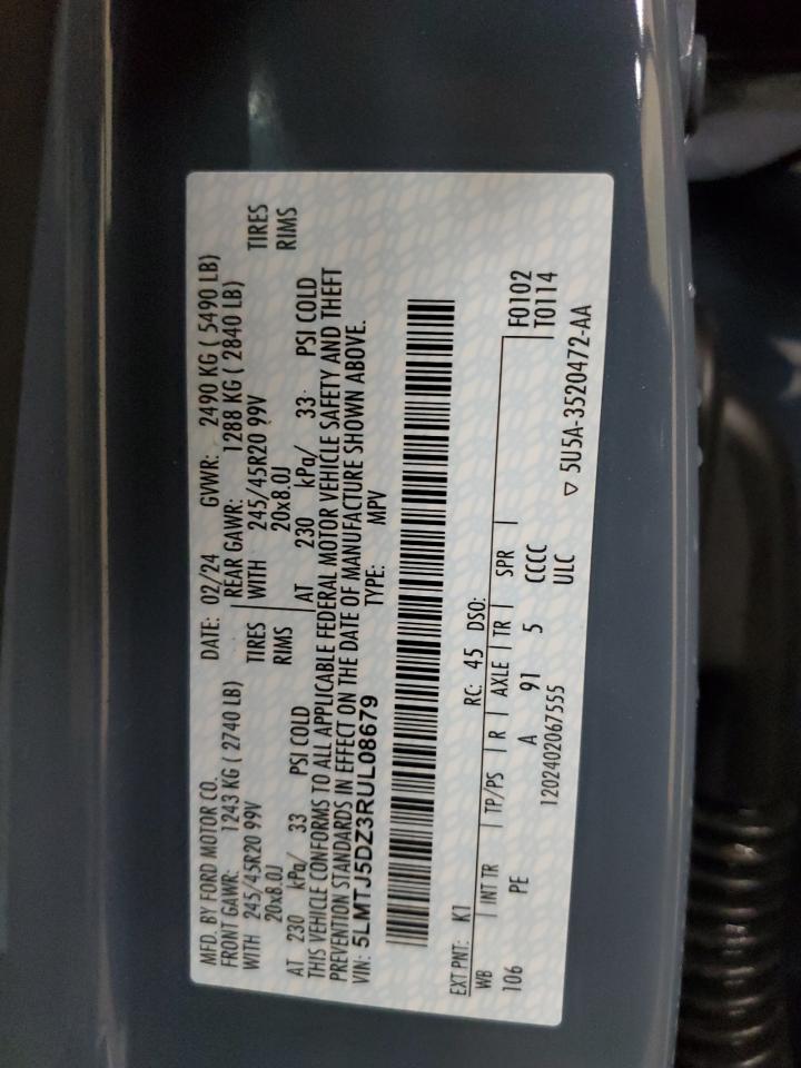2024 Lincoln Corsair Grand Touring VIN: 5LMTJ5DZ3RUL08679 Lot: 71923125