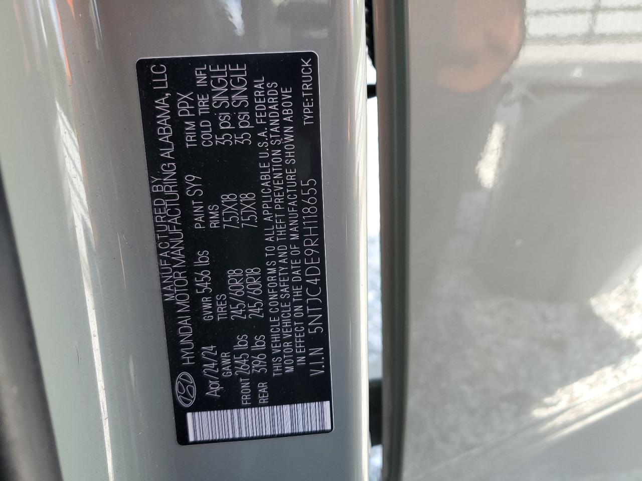 2024 Hyundai Santa Cruz Sel VIN: 5NTJC4DE9RH118655 Lot: 83866795