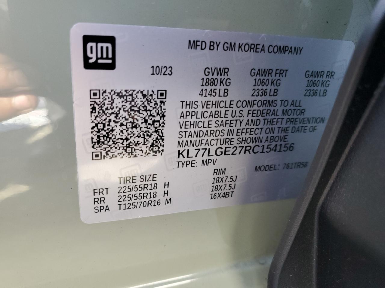 2024 Chevrolet Trax 1Rs VIN: KL77LGE27RC154156 Lot: 80611645