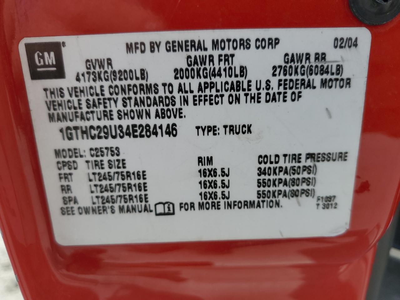 2004 GMC Sierra C2500 Heavy Duty VIN: 1GTHC29U34E284146 Lot: 83931965