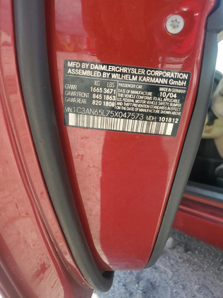 2005 Chrysler Crossfire Limited VIN: 1C3AN65L75X047573 Lot: 84832065