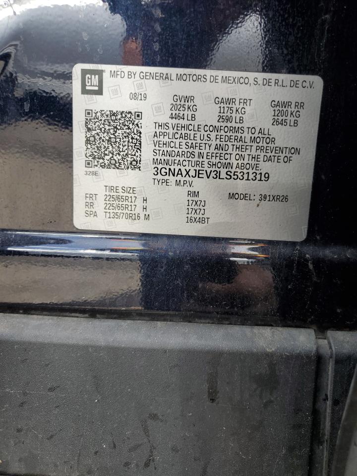 2020 Chevrolet Equinox Lt VIN: 3GNAXJEV3LS531319 Lot: 72096915