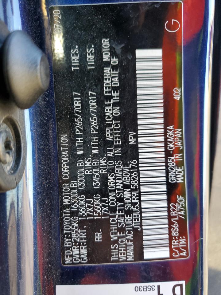 2020 Toyota 4Runner Sr5/Sr5 Premium VIN: JTEBU5JR9L5826176 Lot: 84051755