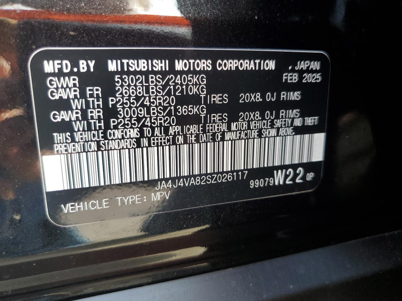 2025 Mitsubishi Outlander Se VIN: JA4J4VA82SZ026117 Lot: 81656845
