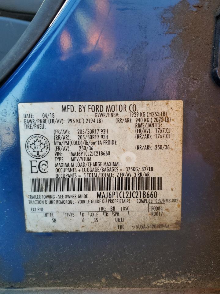 2018 Ford Ecosport Ses VIN: MAJ6P1CL2JC218660 Lot: 81574905