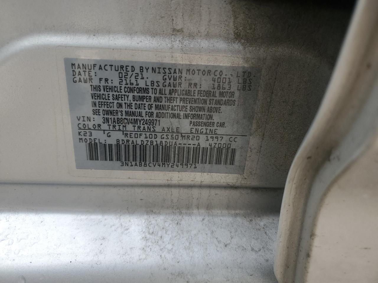 2021 Nissan Sentra Sv VIN: 3N1AB8CV4MY249971 Lot: 81211245