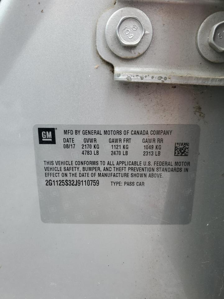 2018 Chevrolet Impala Premier VIN: 2G1125S32J9110759 Lot: 71730865