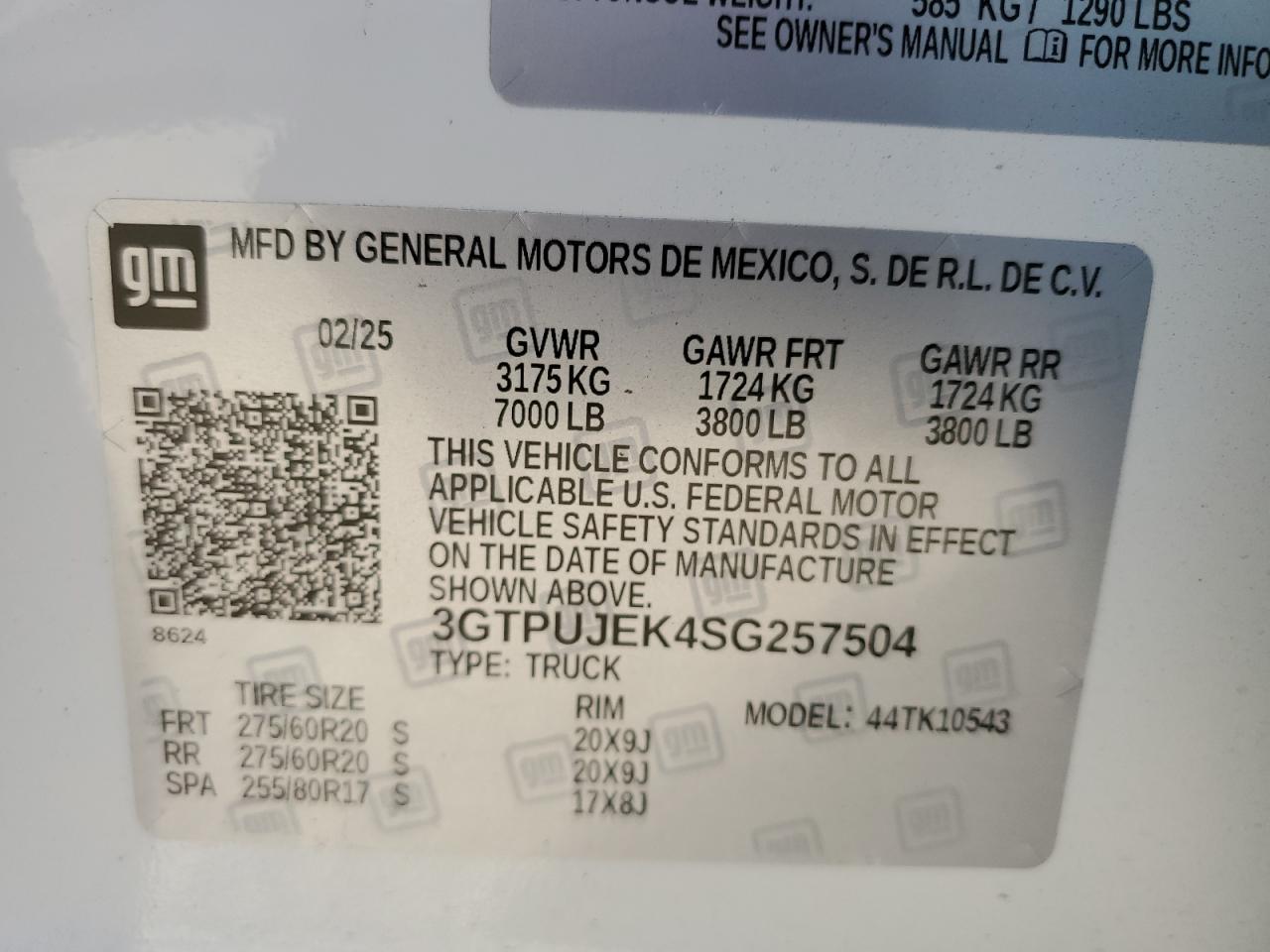 2025 GMC Sierra K1500 Elevation-L VIN: 3GTPUJEK4SG257504 Lot: 81858595