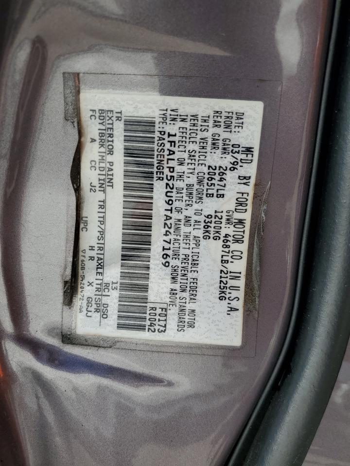 1996 Ford Taurus Gl VIN: 1FALP52U9TA247169 Lot: 71926455