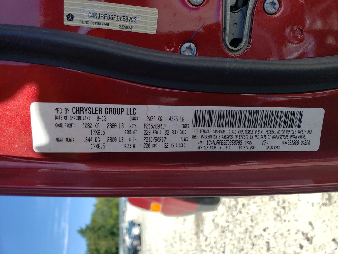 2014 Jeep Patriot Latitude VIN: 1C4NJRFB6ED658793 Lot: 71148345