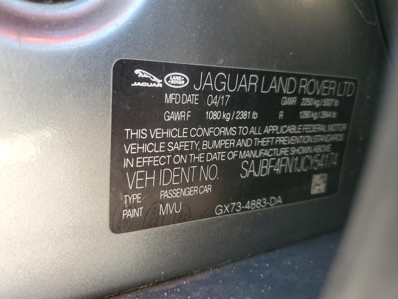 2018 Jaguar Xf R - Sport VIN: SAJBF4FN1JCY54174 Lot: 81289445