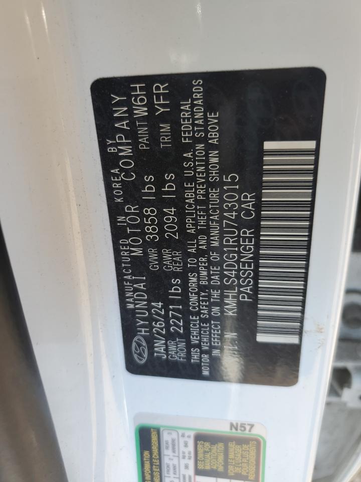 2024 Hyundai Elantra Sel VIN: KMHLS4DG1RU743015 Lot: 81323835