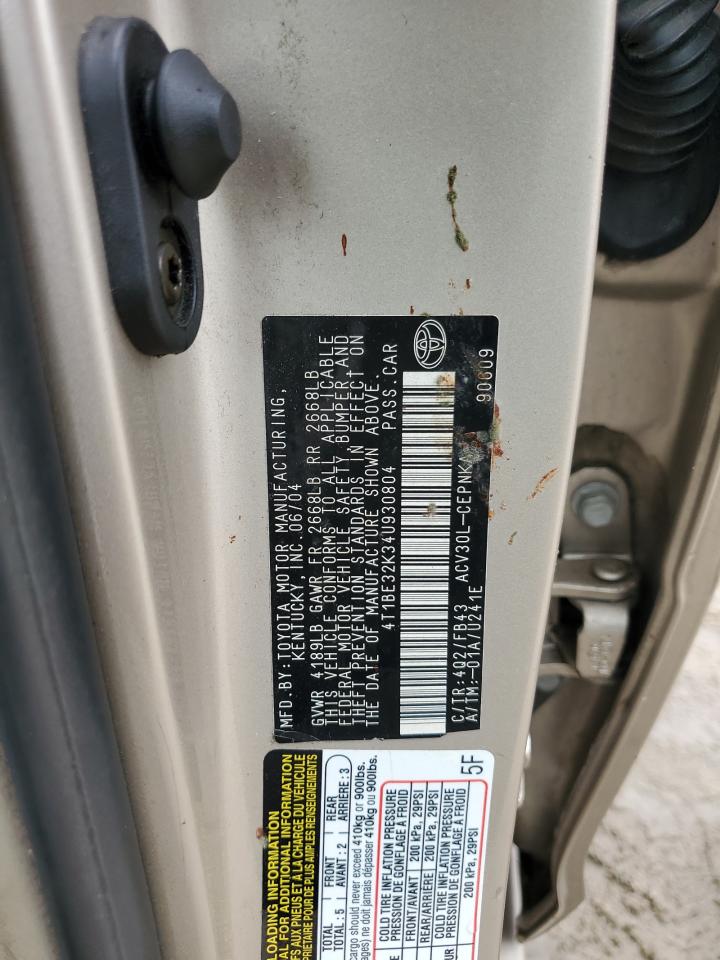 2004 Toyota Camry Le VIN: 4T1BE32K34U930804 Lot: 81278975