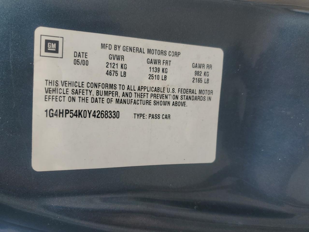 2000 Buick Lesabre Custom VIN: 1G4HP54K0Y4268330 Lot: 83790015