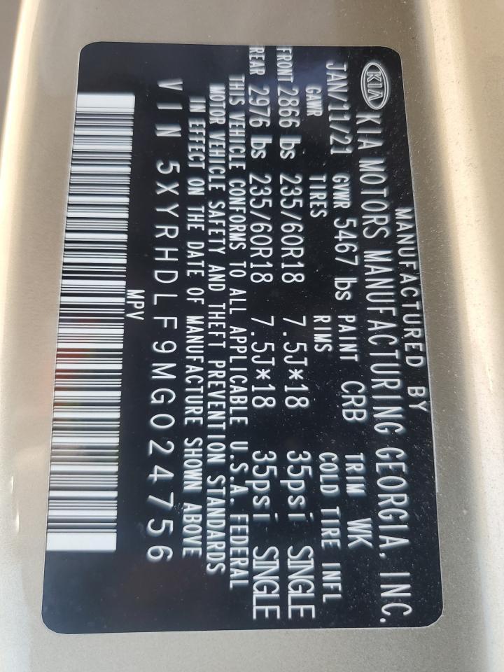 2021 Kia Sorento Ex VIN: 5XYRHDLF9MG024756 Lot: 81564945