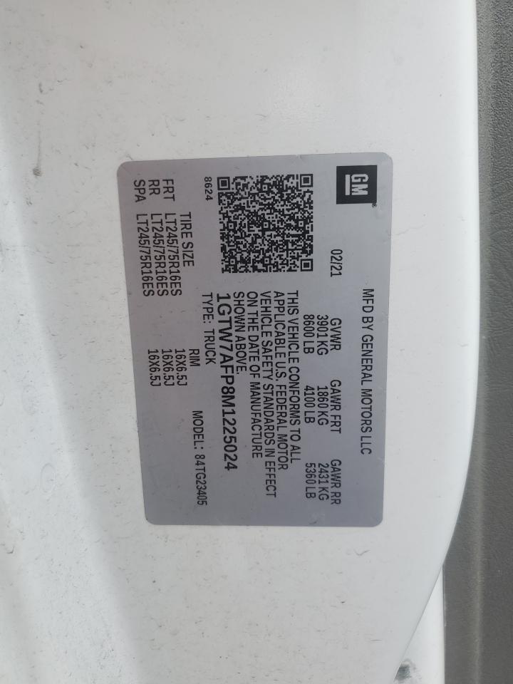 2021 GMC Savana G2500 VIN: 1GTW7AFP8M1225024 Lot: 81831675
