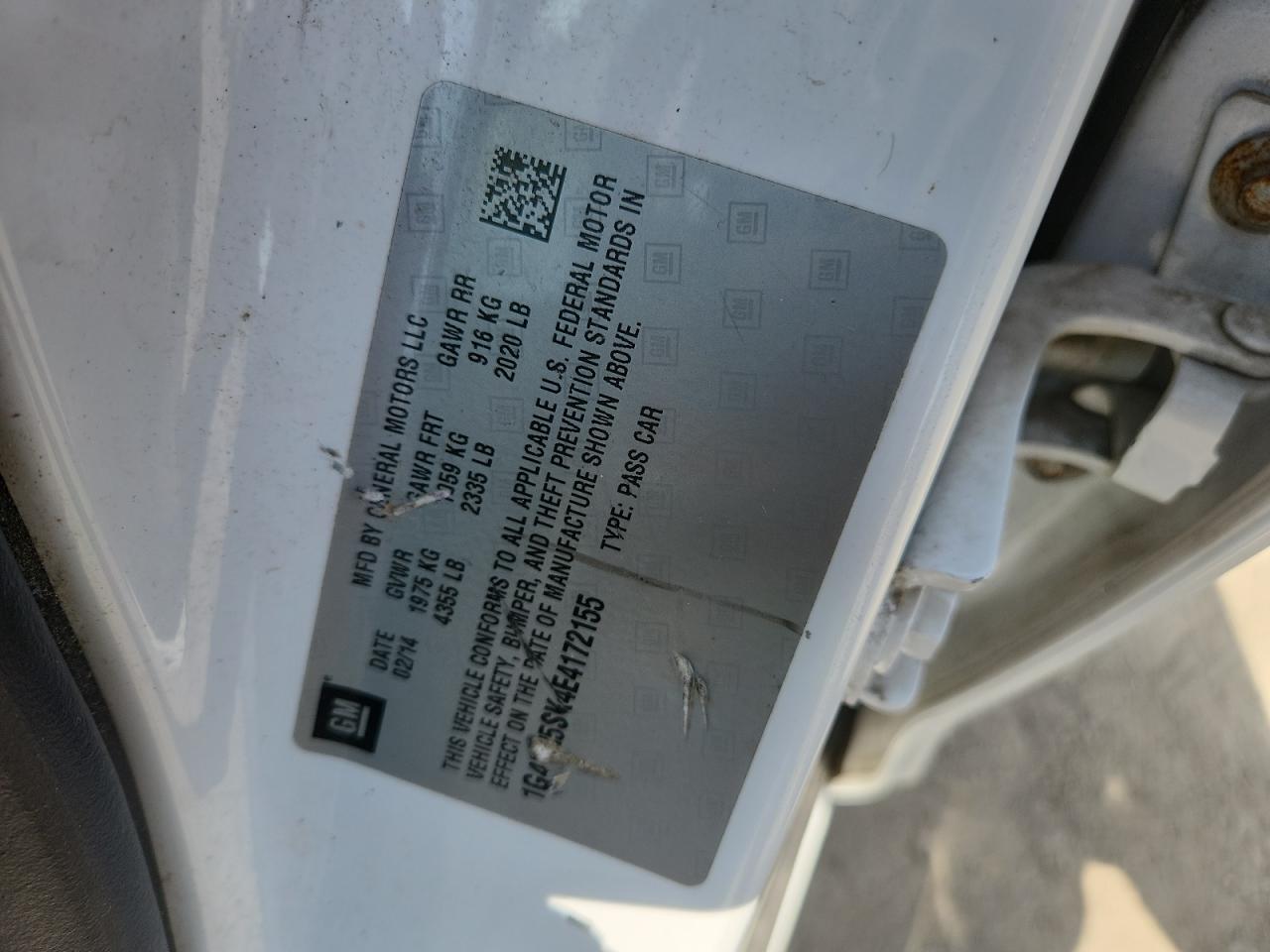 2014 Buick Verano Convenience VIN: 1G4PR5SK4E4172155 Lot: 71128245