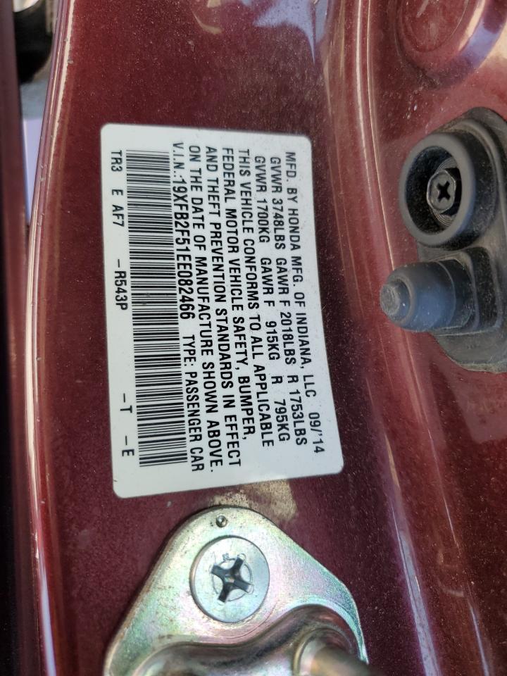 2014 Honda Civic Lx VIN: 19XFB2F51EE082466 Lot: 80924895