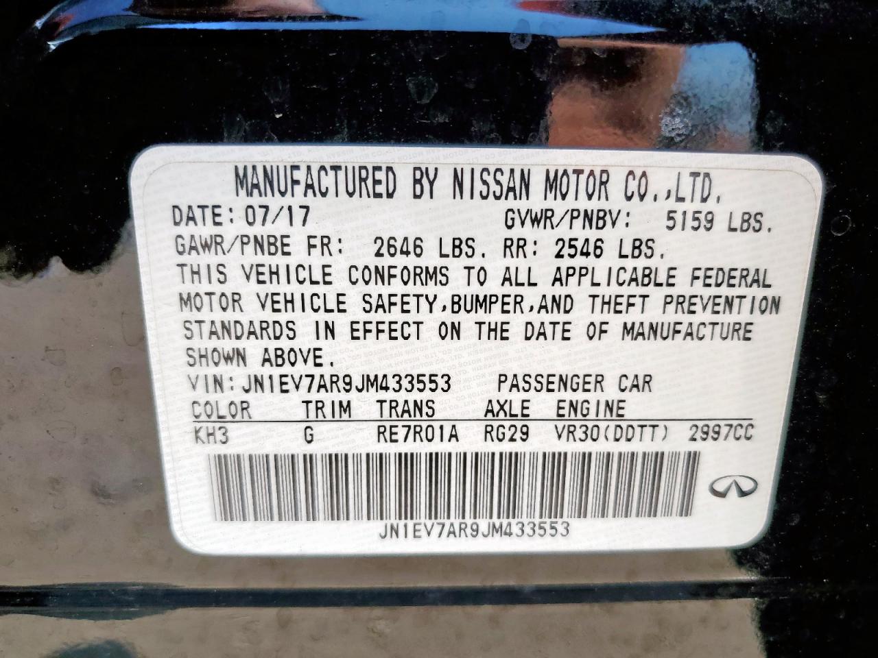 2018 Infiniti Q50 Luxe VIN: JN1EV7AR9JM433553 Lot: 80989575