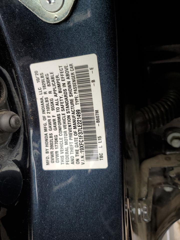 2020 Honda Civic Ex VIN: 19XFC1F37LE221499 Lot: 80278435