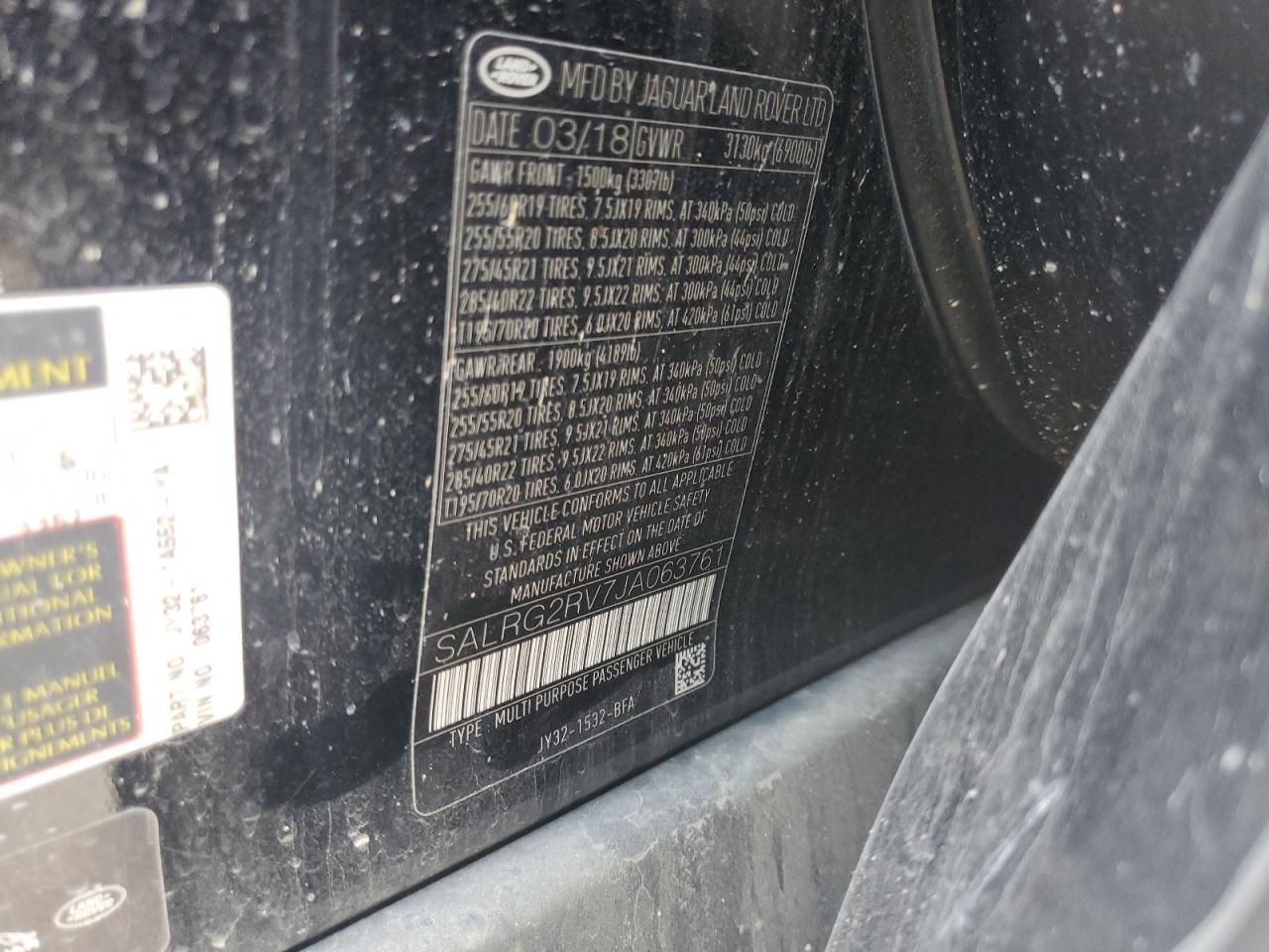 2018 Land Rover Discovery Se VIN: SALRG2RV7JA063761 Lot: 72008645