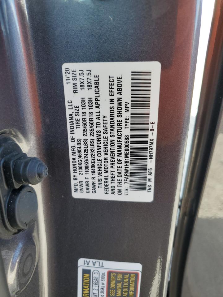 2021 Honda Cr-V Exl VIN: 7FARW1H81ME000588 Lot: 84612835
