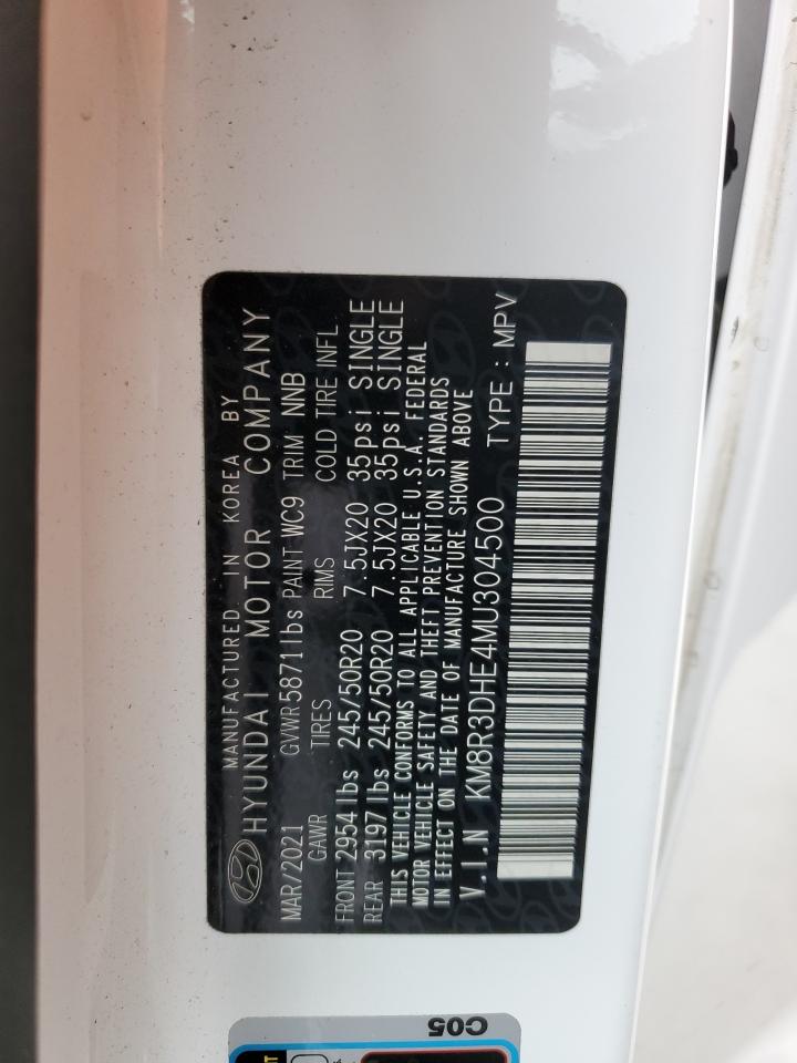 2021 Hyundai Palisade Sel VIN: KM8R3DHE4MU304500 Lot: 84398955