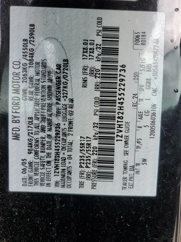 2005 Ford Mustang Gt VIN: 1ZVHT82H455229736 Lot: 84266705