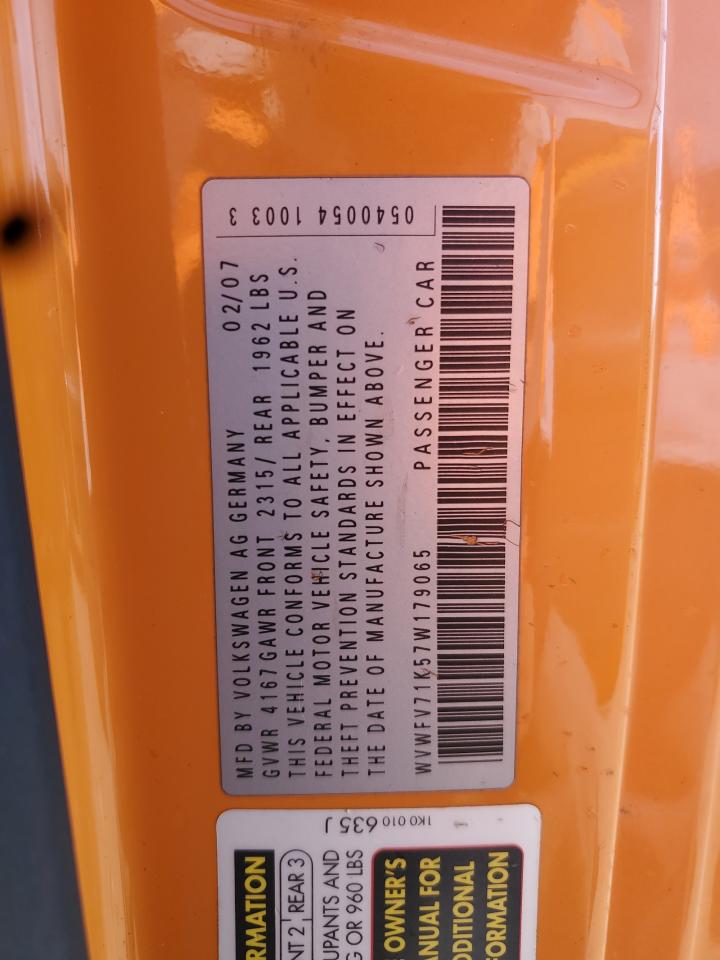 2007 Volkswagen New Gti Fahrenheit VIN: WVWFV71K57W179065 Lot: 70669835