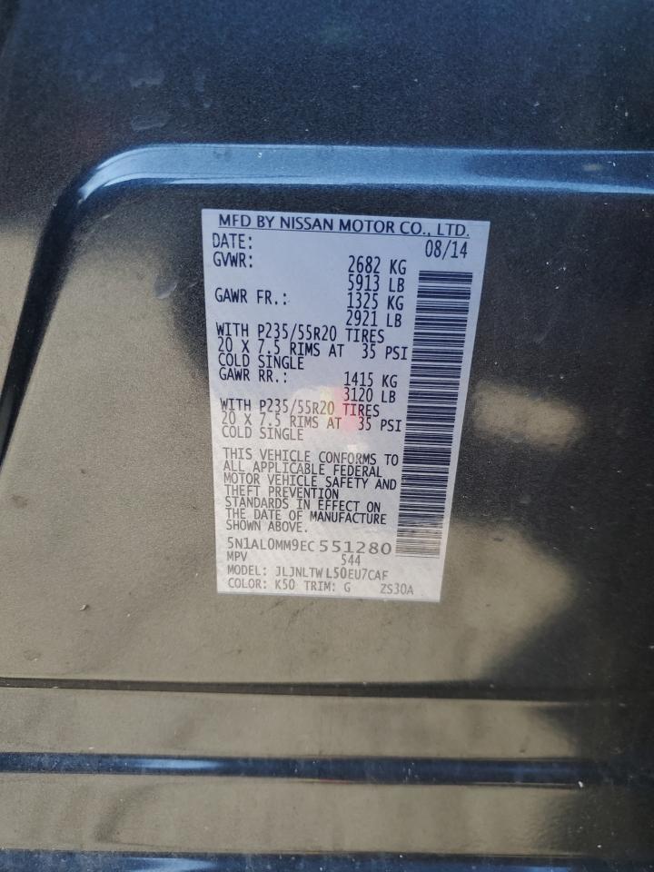 2014 Infiniti Qx60 VIN: 5N1AL0MM9EC551280 Lot: 81584815