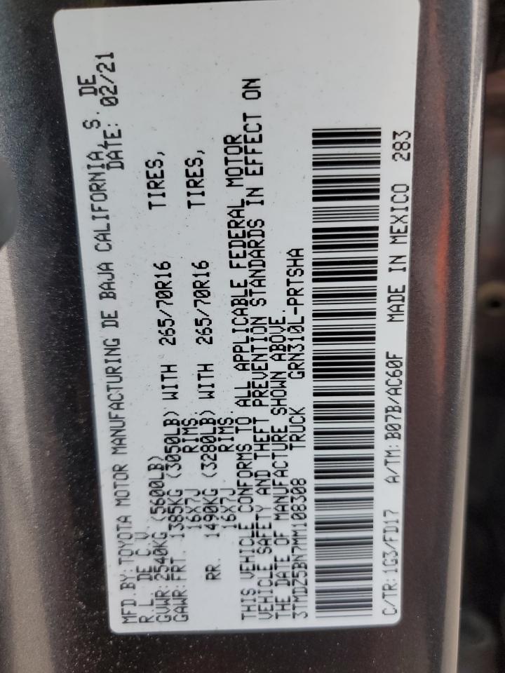 2021 Toyota Tacoma Double Cab VIN: 3TMDZ5BN7MM108308 Lot: 70920565