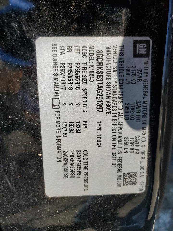 2010 Chevrolet Silverado K1500 Lt VIN: 3GCRKSE37AG291397 Lot: 81621425