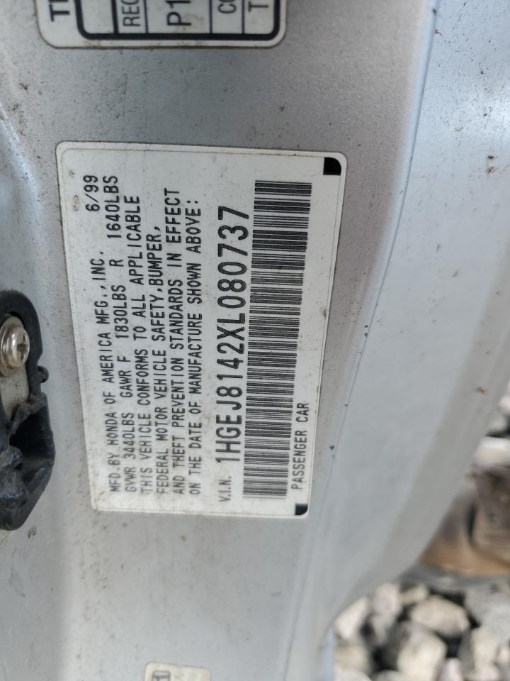 1999 Honda Civic Ex VIN: 1HGEJ8142XL080737 Lot: 80017645