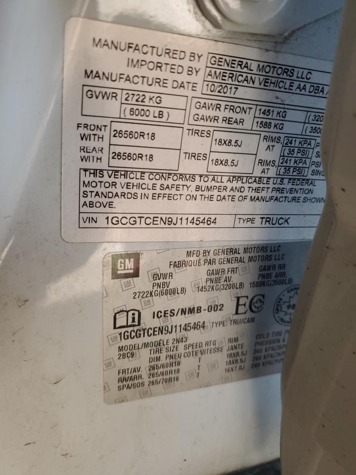 2018 Chevrolet Colorado Lt VIN: 1GCGTCEN9J1145464 Lot: 80980015