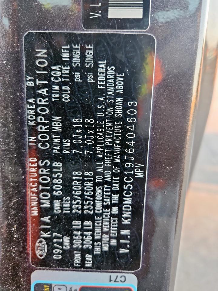 2018 Kia Sedona Ex VIN: KNDMC5C19J6404603 Lot: 70053605