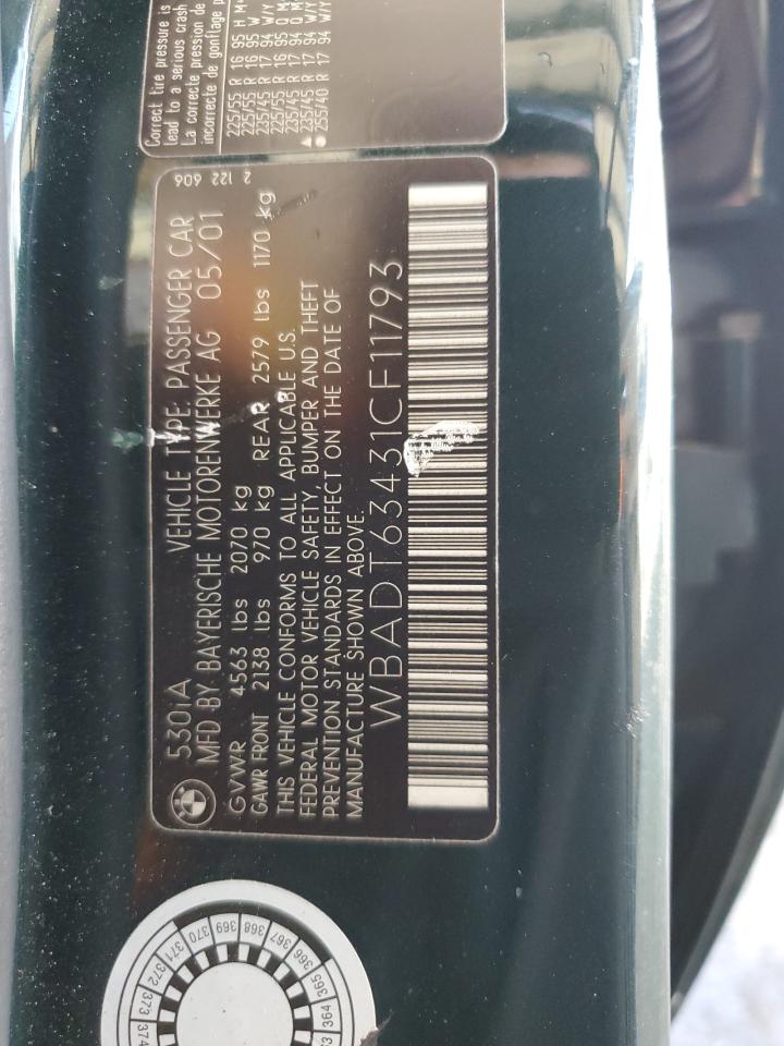 2001 BMW 530 I Automatic VIN: WBADT63431CF11793 Lot: 80924805