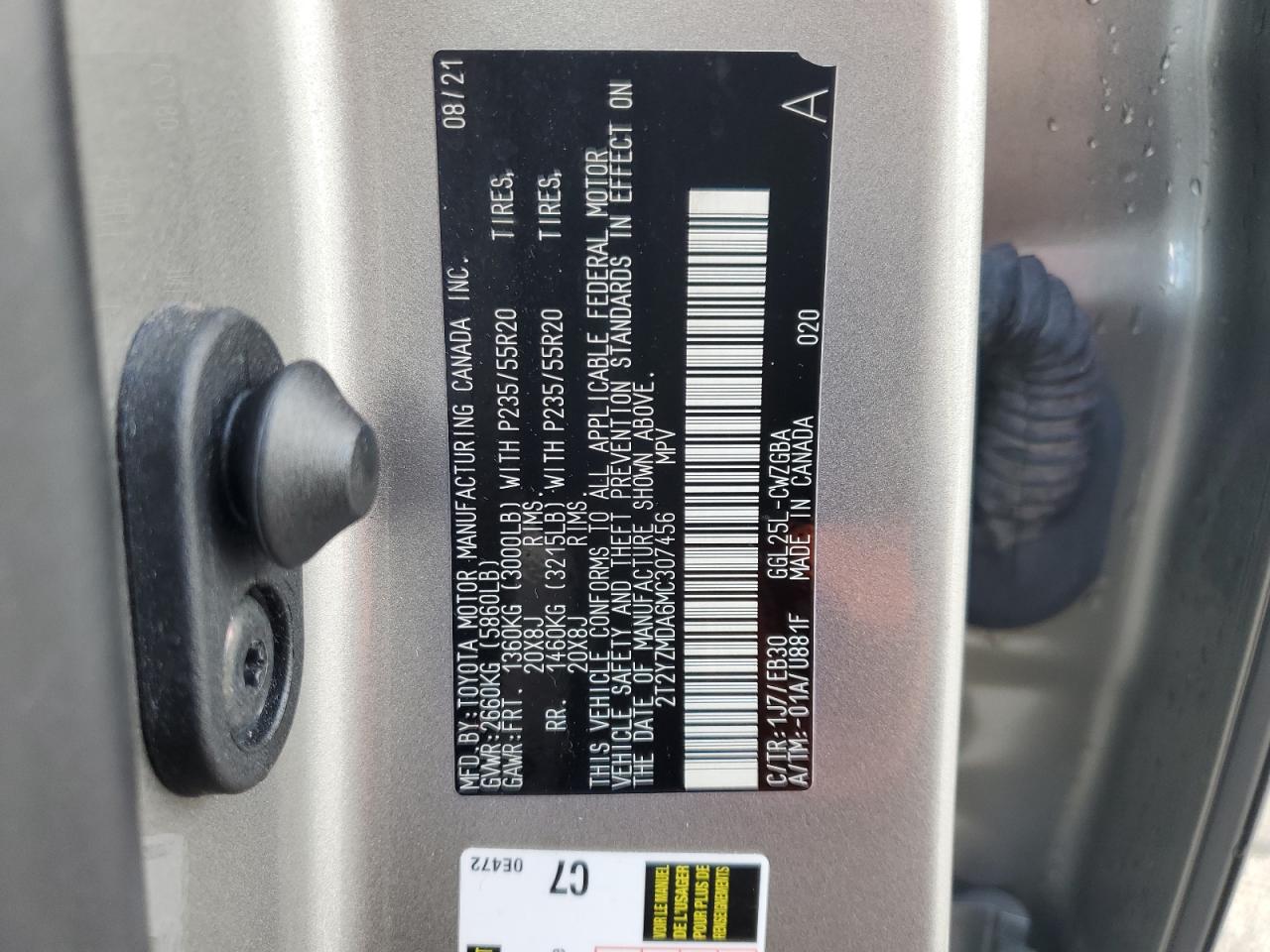 2021 Lexus Rx 350 F Sport VIN: 2T2YZMDA6MC307456 Lot: 84004655