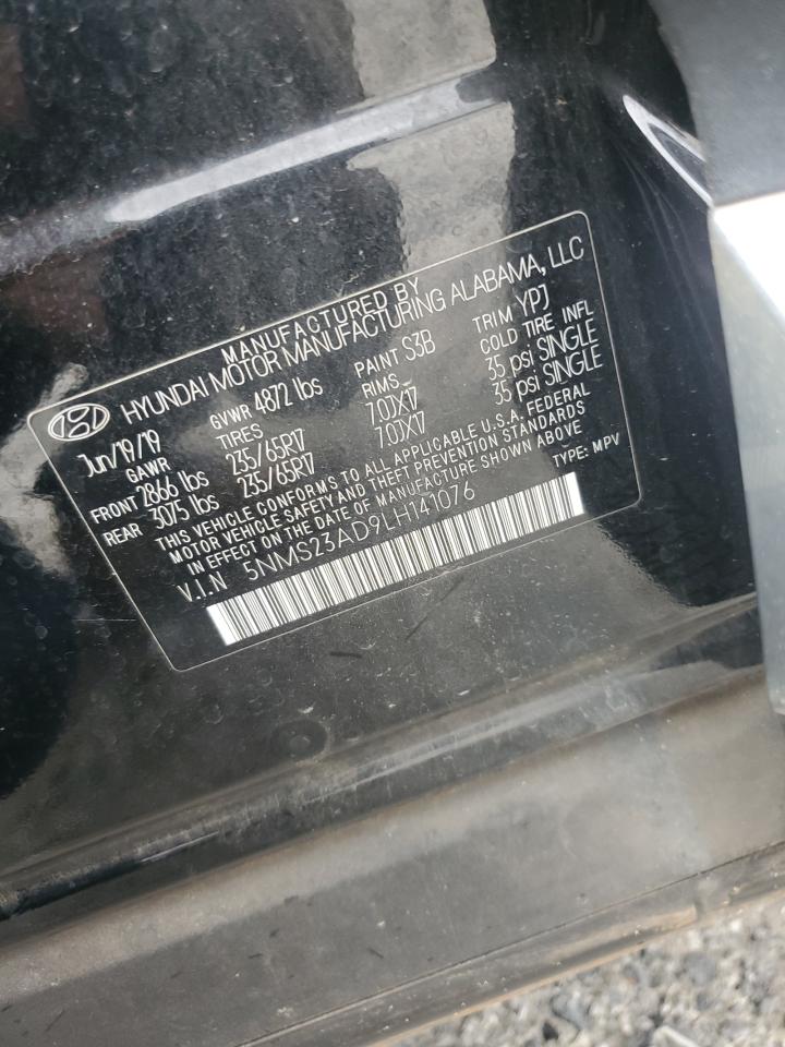 2020 Hyundai Santa Fe Se VIN: 5NMS23AD9LH141076 Lot: 81872765