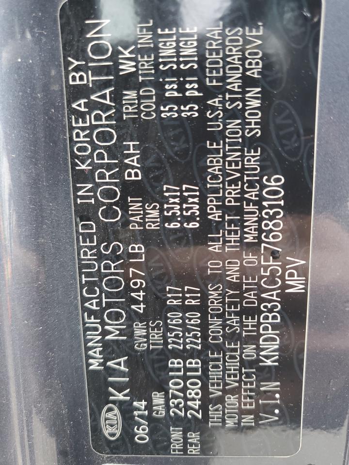 2015 Kia Sportage Lx VIN: KNDPB3AC5F7683106 Lot: 72062575