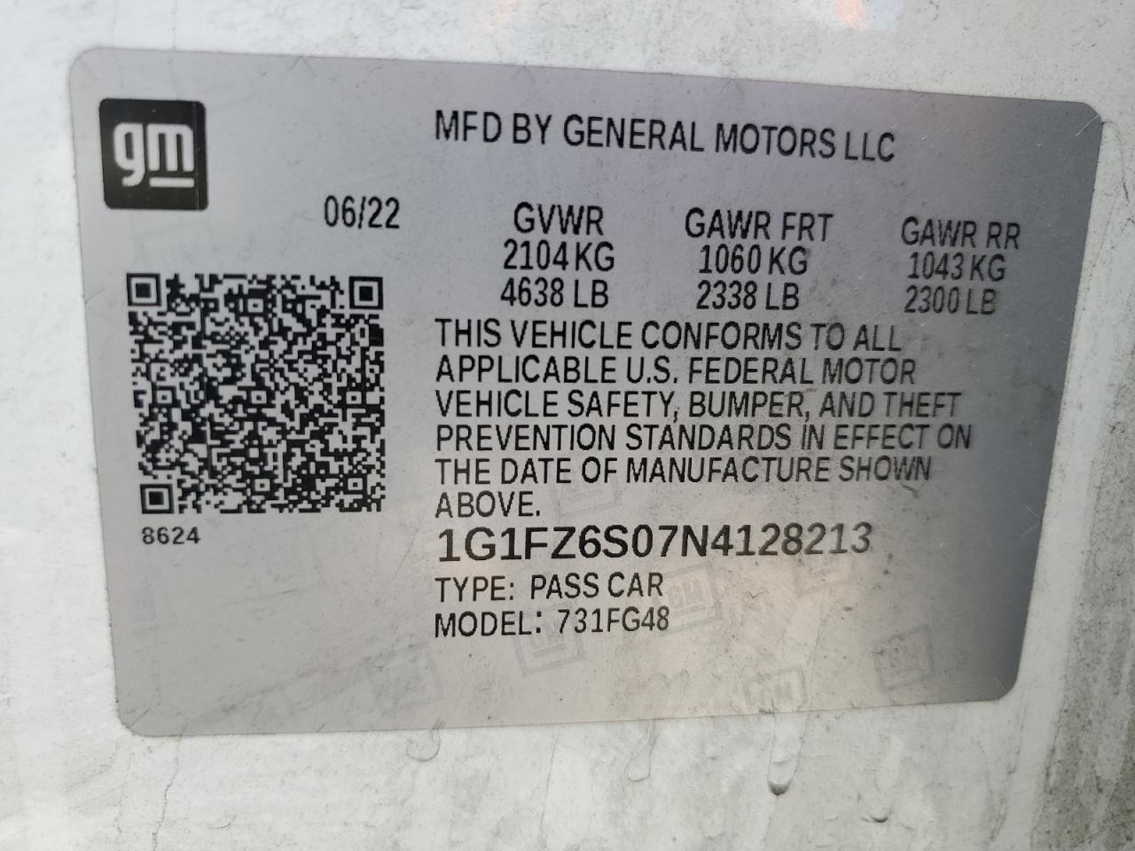 2022 Chevrolet Bolt Euv Premier VIN: 1G1FZ6S07N4128213 Lot: 82060865