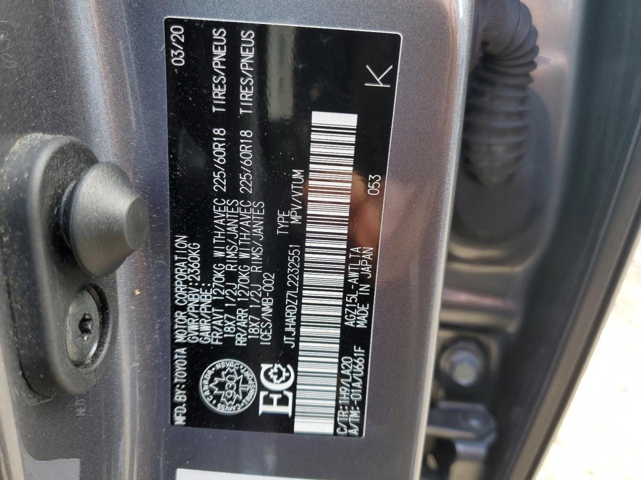 2020 Lexus Nx 300 Luxury VIN: JTJHARDZ7L2232551 Lot: 67005555