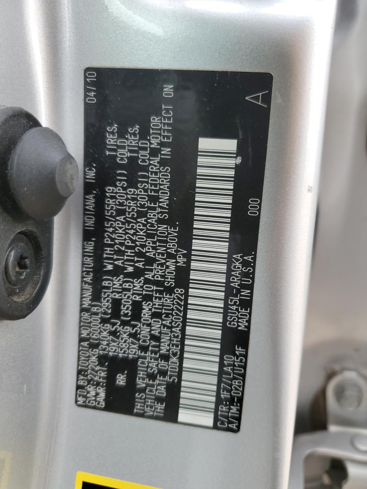 2010 Toyota Highlander Limited VIN: 5TDDK3EH3AS022228 Lot: 81252295