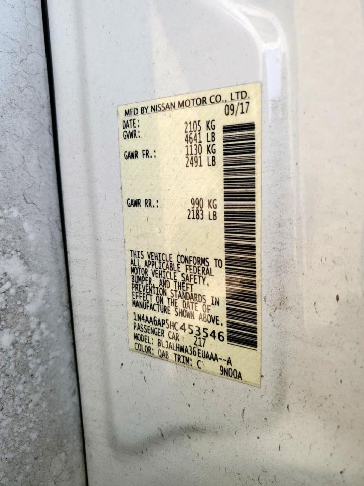 2017 Nissan Maxima 3.5S VIN: 1N4AA6AP5HC453546 Lot: 80579145