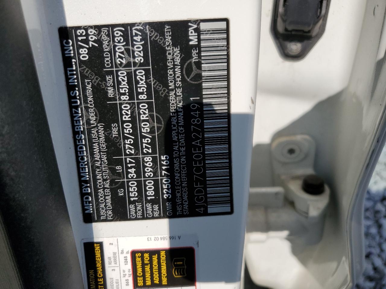 2014 Mercedes-Benz Gl 450 4Matic VIN: 4JGDF7CE0EA278491 Lot: 80315915